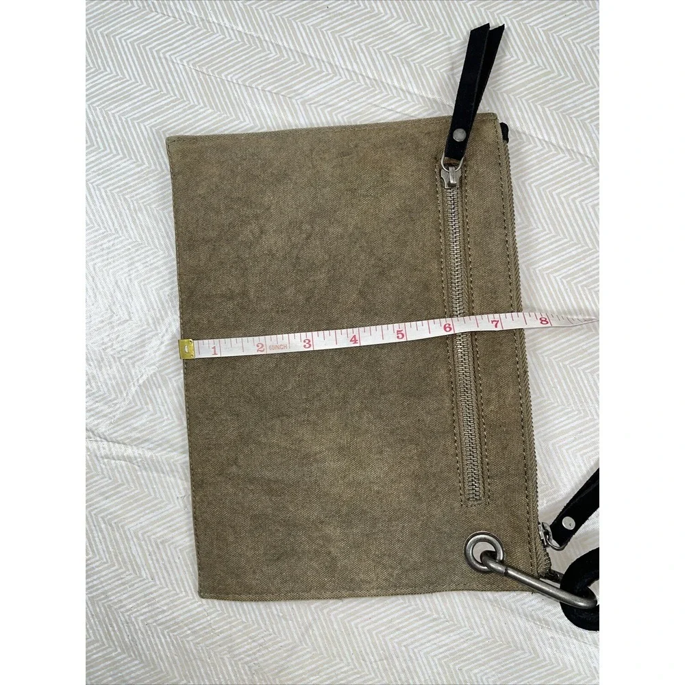 Free People Suede & Canvas Essential Clutch Wristlet Green/Black Trendy Casual